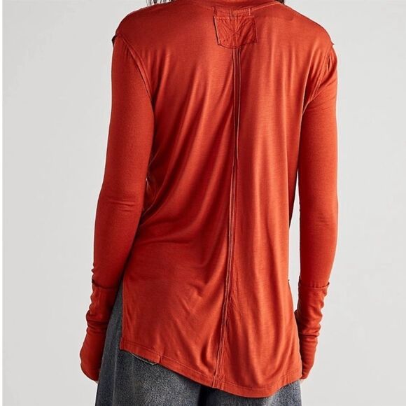Free People Fresh And Clean Long Sleeve Top In Spiced Brandy - Picture 3 of 3